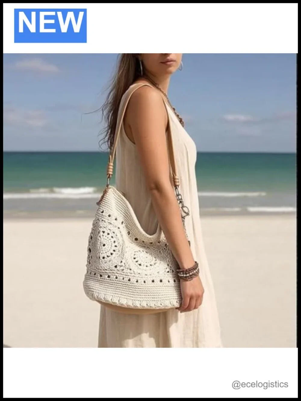 Hand Crochet Hobo Bag Women's Purse Large Tote with Zipper Pocket Travel